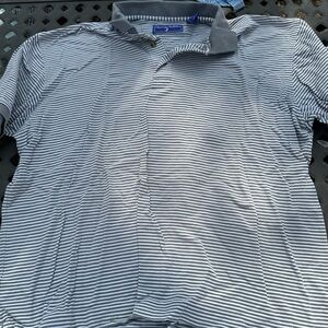 Charter Club Men’s Gray & White Striped Polo